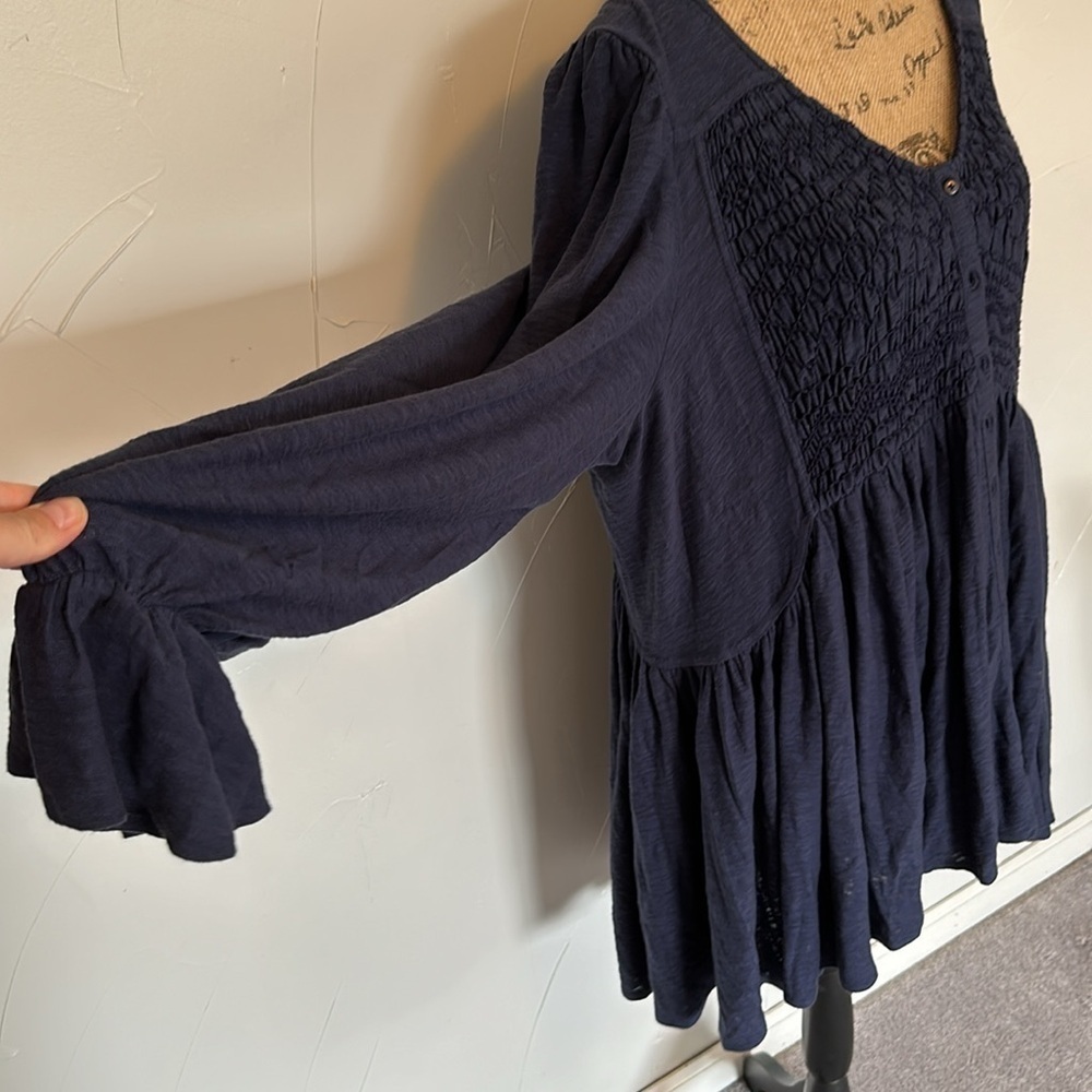Free People XL Button Tunic Top Lightweight Cardigan Dress EUC NWOT - Picture 2 of 9